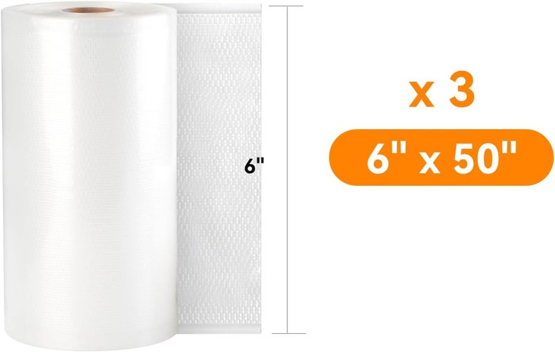 Wevac [2024 New] 6" x 50' 3 Rolls, Vacuum Sealer Rolls Bags for Food, Great for Food Storage, Sous Vide and Meal Prep, Lite - Image 2